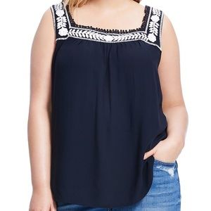 Loft vine embroidered square neck tank